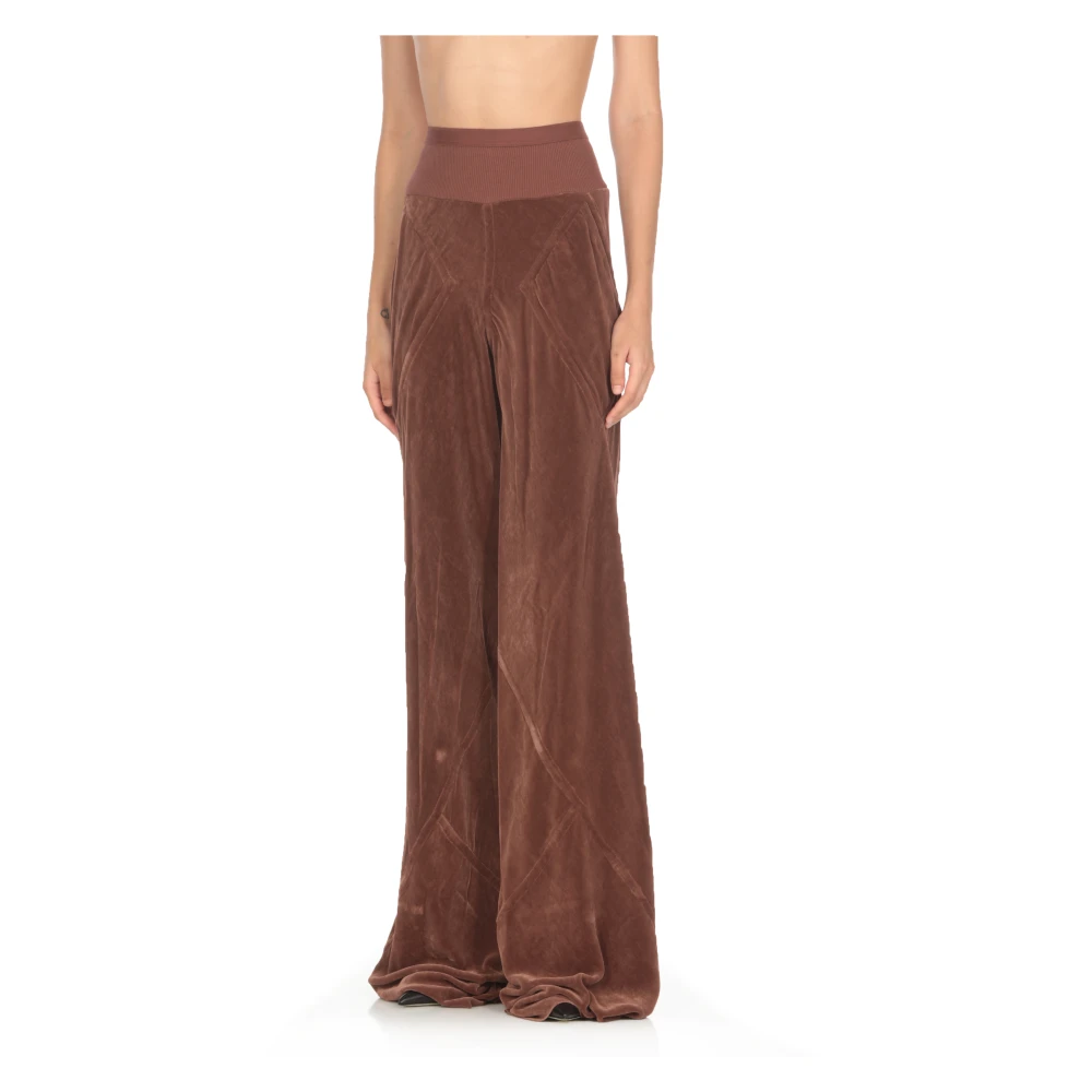 Rick Owens Bruine Velvet Elastische Taille Broek Brown Dames