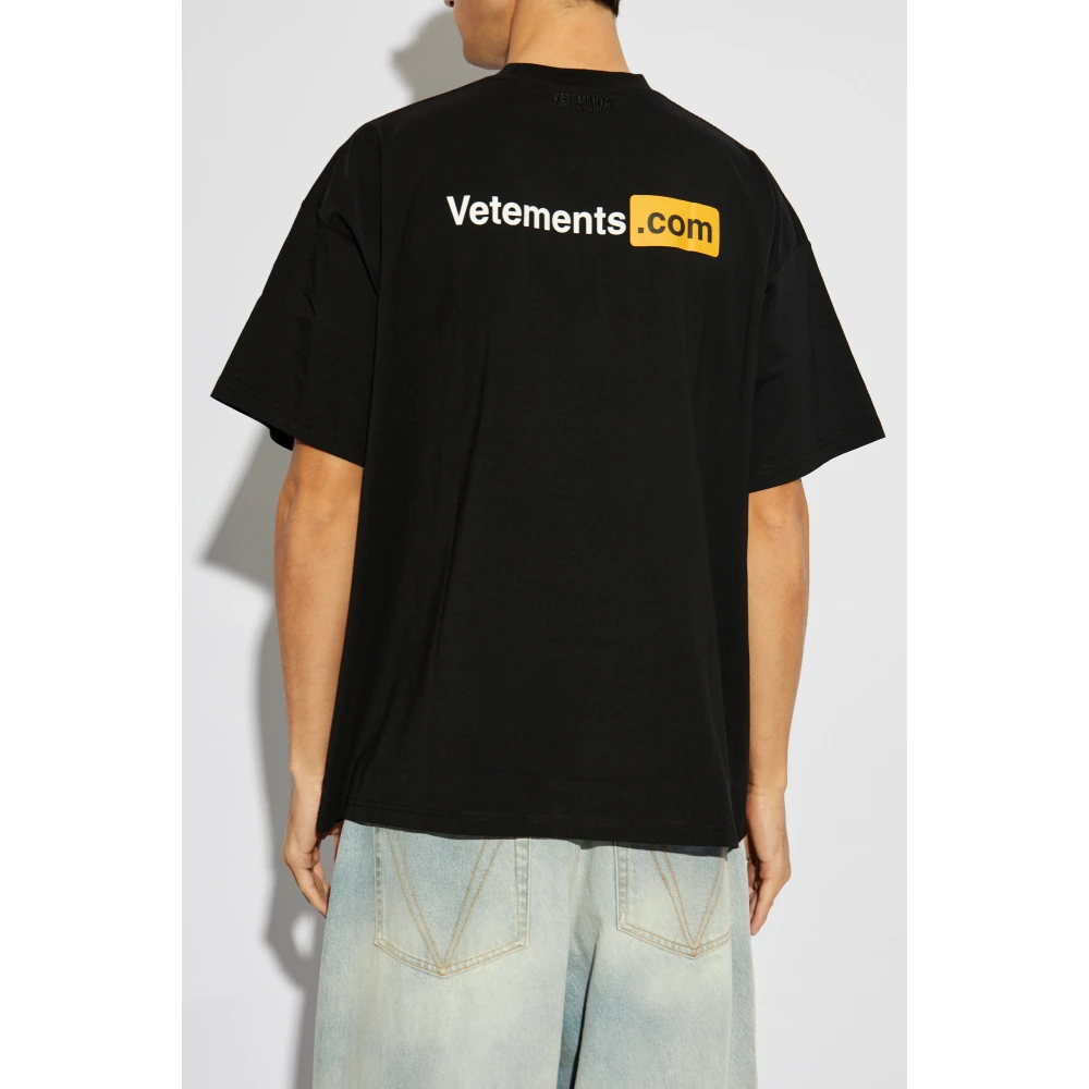 Vetements T-shirt met logo Black Heren