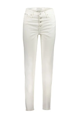 Vit Bomull Mom Jeans med Logo