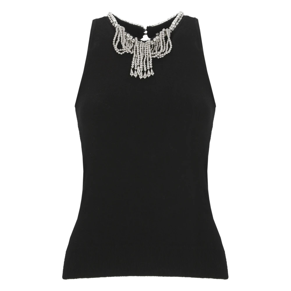 Rabanne Women's Black Sleeveless Tops, S, Viscose Top