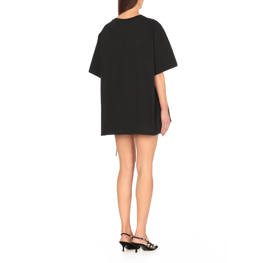 The Attico Zwarte Katoenen T-shirt met Geborduurd Logo Black Dames