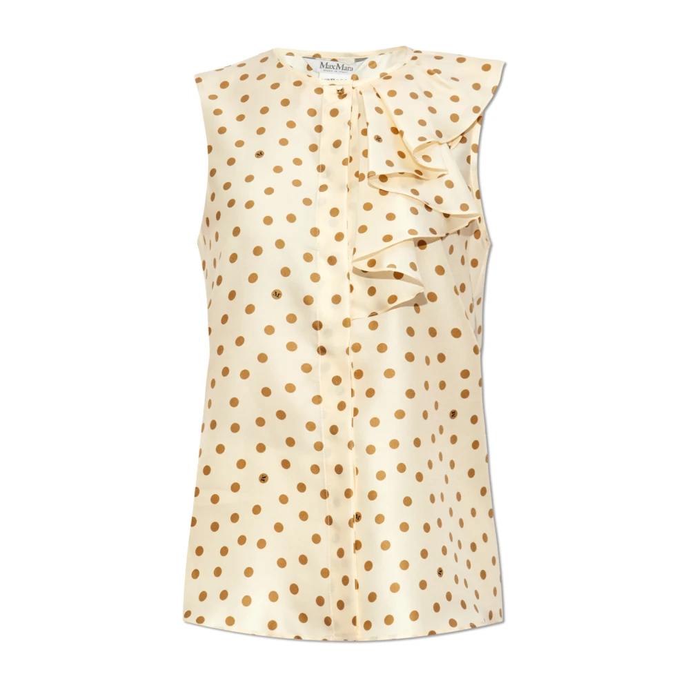 Max Mara Polka Dot Patroon Shirt 'Pegli' Beige Dames