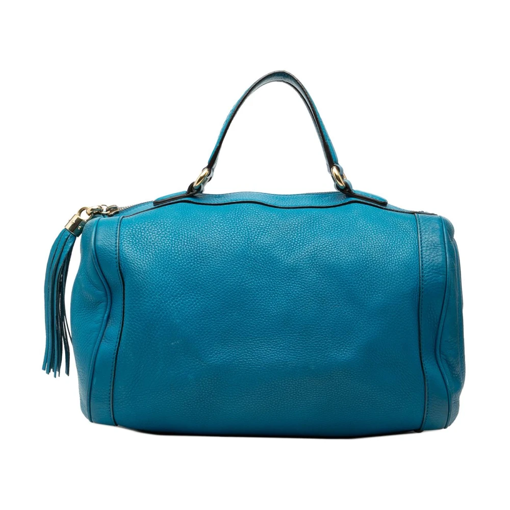 Gucci Vintage Women's Blue Pre-Owned Leather Satchel Bag