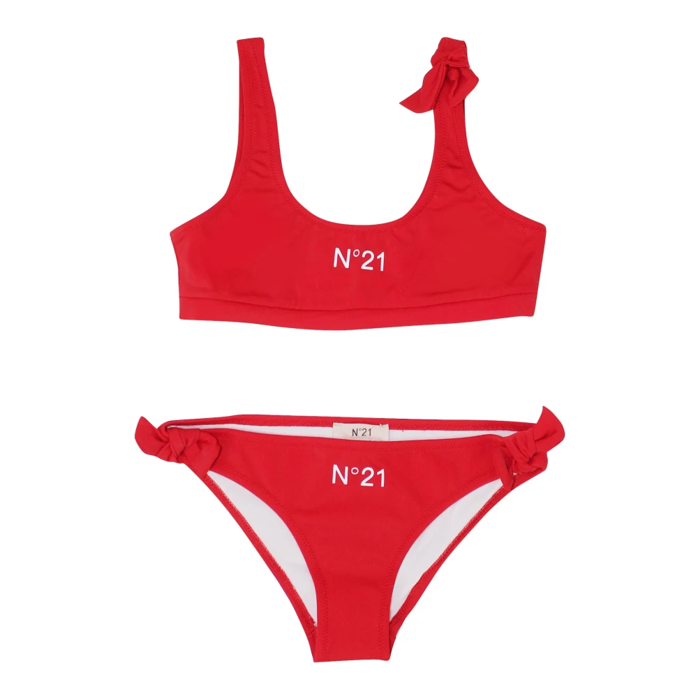 N21 Red Logo-Print Bikini - Female - Kids Bikinis - 12 Y - Kids