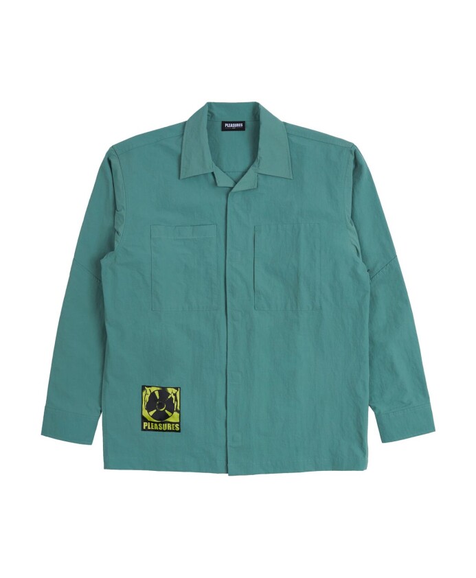 overshirt-en-nylon-vert-avec-detail-du-logo