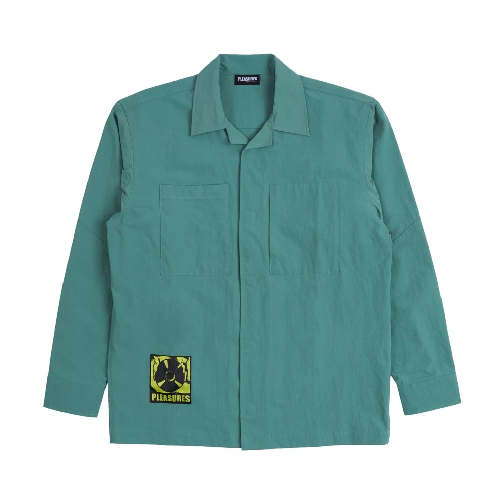 Pleasures Groene Nylon Overshirt met Logodetail Green Heren