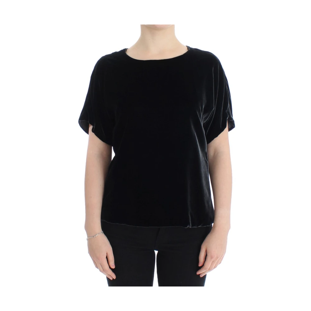 Dolce & Gabbana Women's Black Blouses, Xs, Velvet Crewneck Blouse