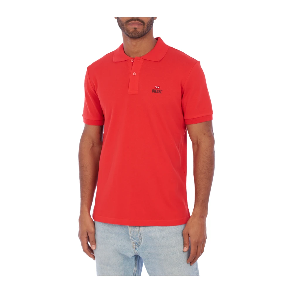Diesel Mannelijk Rood Tops Heren, L, Katoen, Klassiek Polo Shirt Met Korte Mouwen