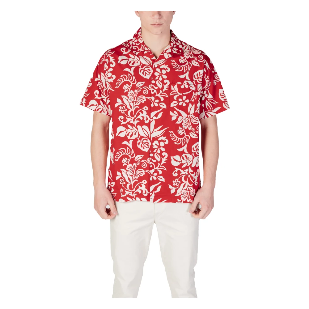 Replay Men's Red Short Sleeve Shirts, Xl, Short Sleeved Cotton Shirt