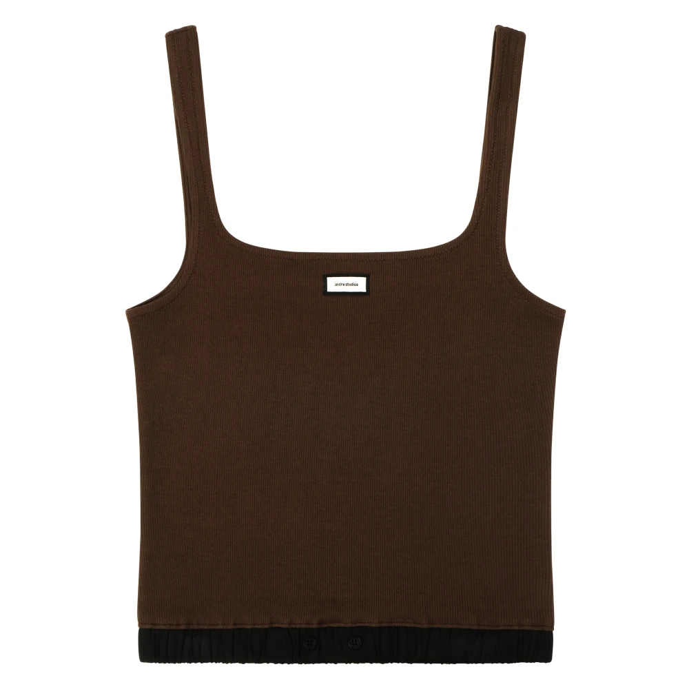 Entire Studios Donna Marrone Top, L, New,