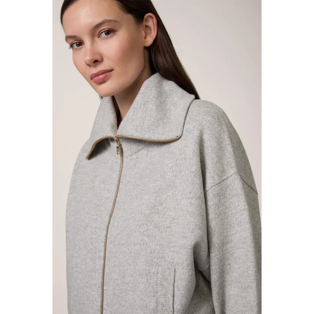 Windsor Grijze Cashmere Cardigan met Rits Gray Dames