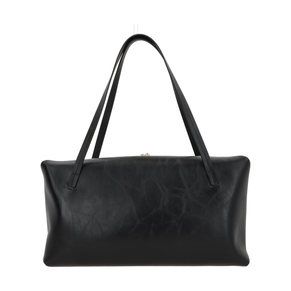 Jil Sander Zwarte leren handtas met gouden hardware Black Dames