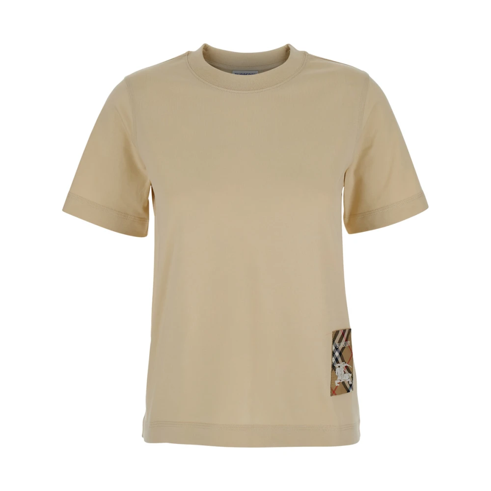 Burberry Logo Beige T-shirt Bomull Kvinna Beige, Dam