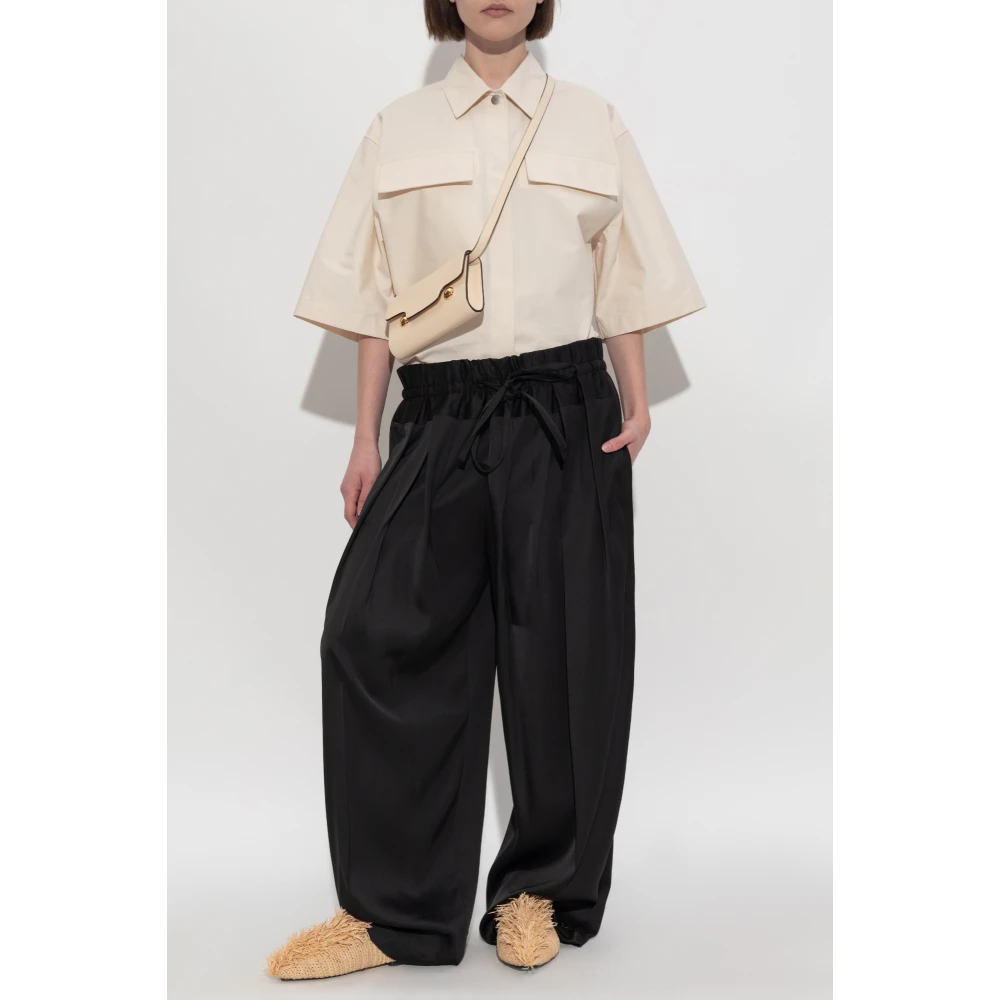 Jil Sander Broek met zijde-afwerking Black Dames