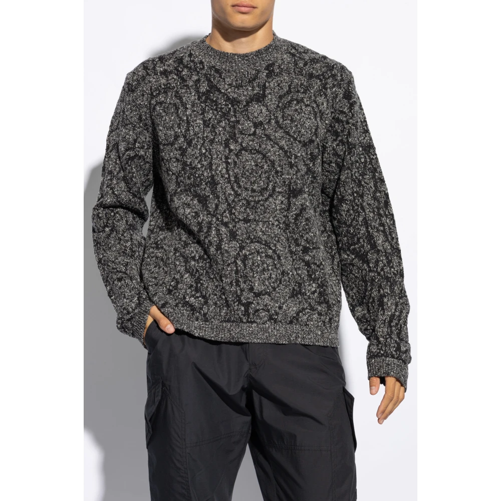 Versace Trui met 'Barocco' motief Gray Heren
