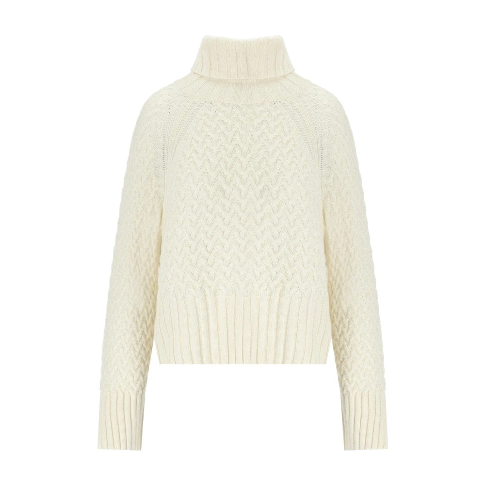 Barbour Women's White Turtlenecks, 2XS, Ecru Turtleneck Wool Blend Jumper