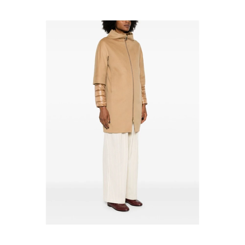 Herno Kameelwol Gelaagde Jas Beige Dames