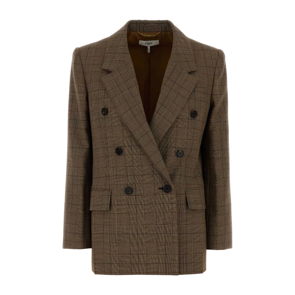 Chloé Brown Blazers, Female, Xs, Embroidered Wool Blazer
