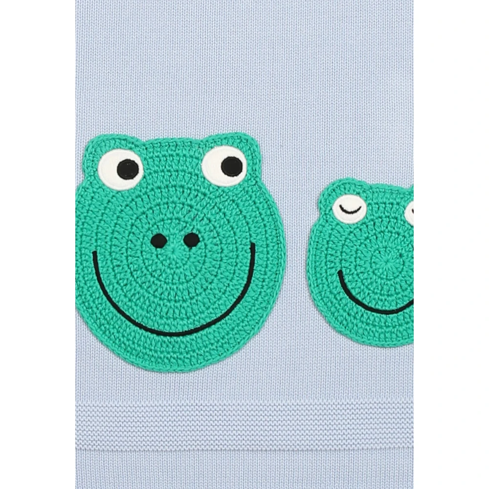Stella Mccartney Gebreid Lichtblauw Katoenen Deken met Kikkers Blue Unisex
