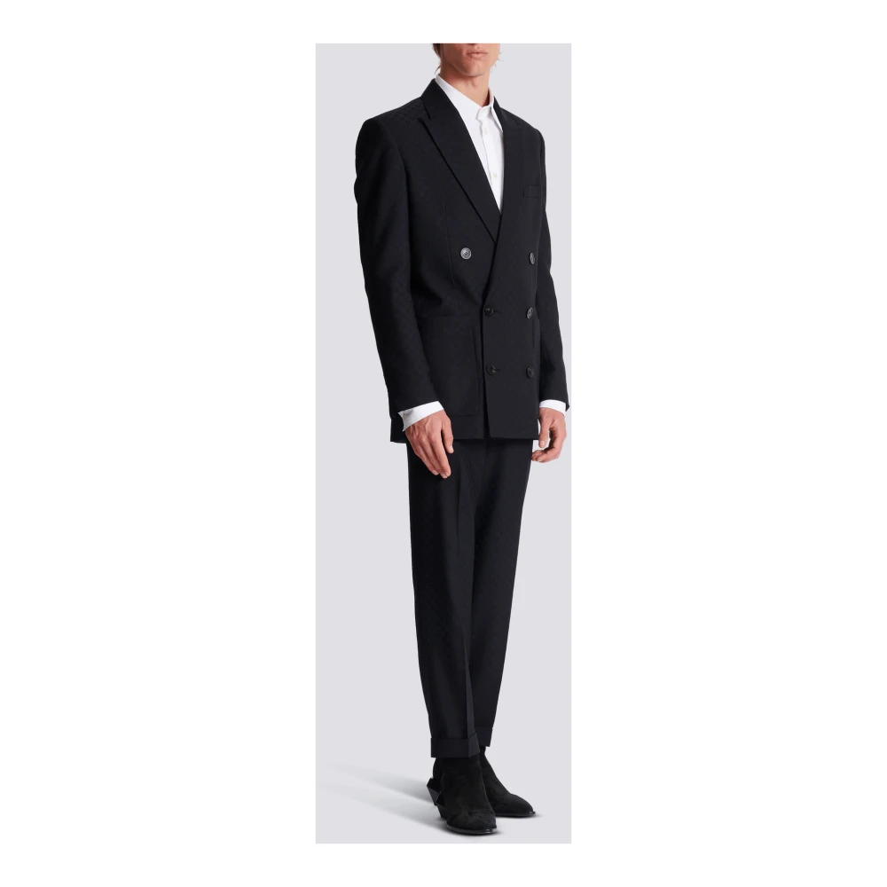 Balmain Monogram Jacquard Blazer Black Heren