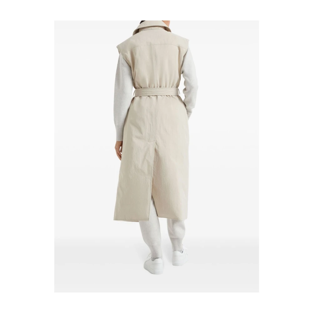 BRUNELLO CUCINELLI Beige Mouwloze Trenchcoat met Donsvulling Beige Dames