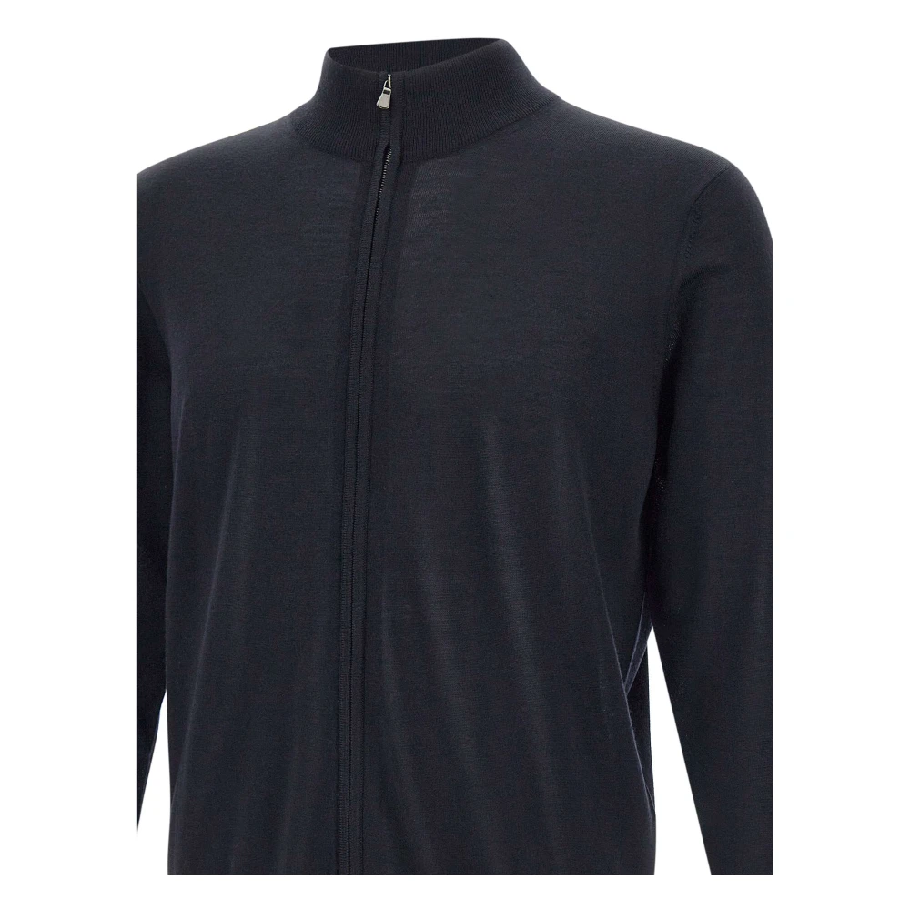 Filippo De Laurentiis Blauwe Wollen Trui met Ritssluiting Blue Heren