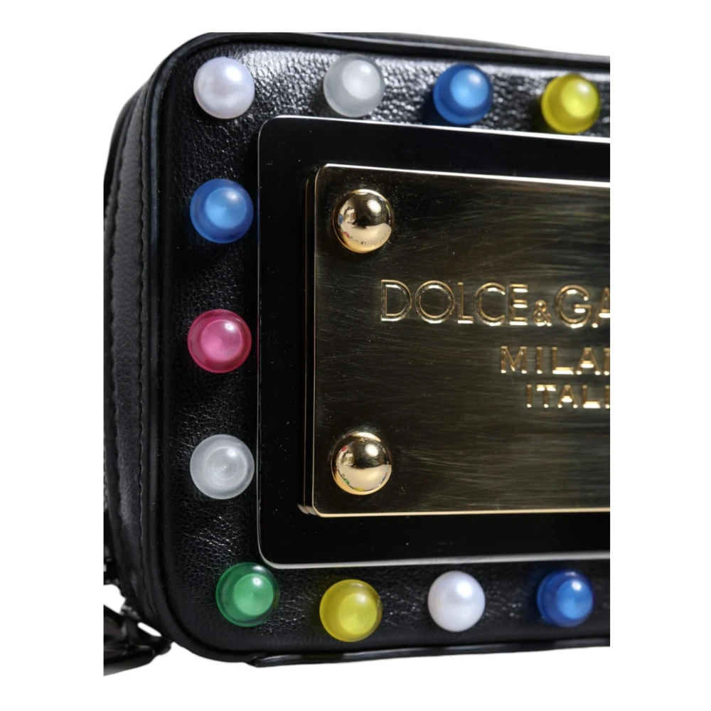 Dolce & Gabbana Zwarte leren LED Crossbody tas Black Dames