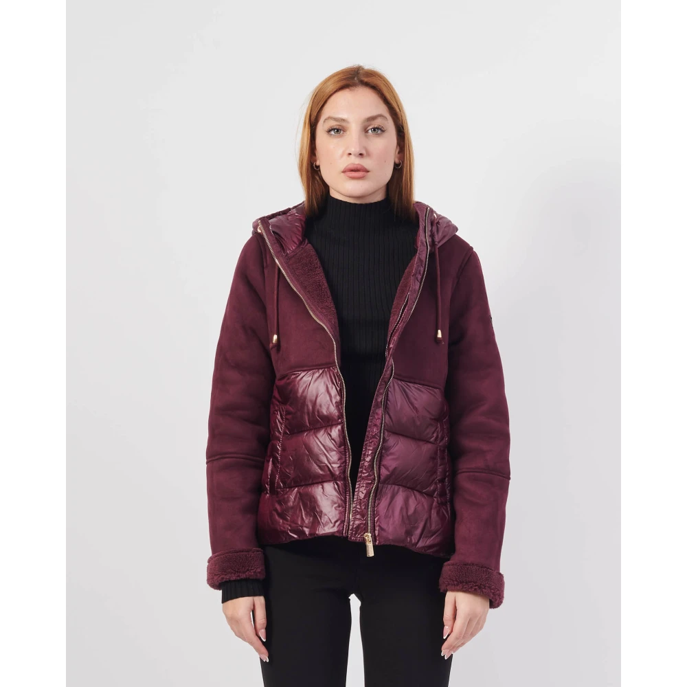 YES ZEE Gewatteerde jas met capuchon pruimkleur Red Dames