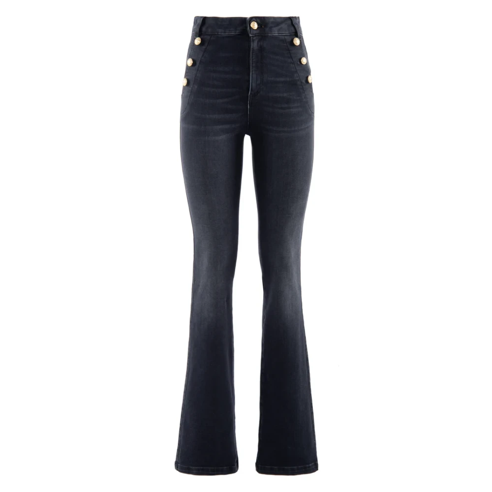 Nenette Bootcut jeans met hoge taille en gouden knopen Gray Dames