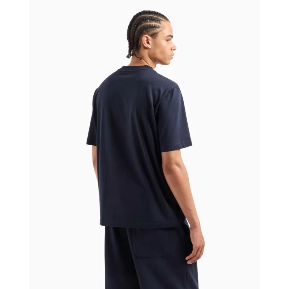 Armani Exchange Korte mouw logo print T-shirt Blue Heren