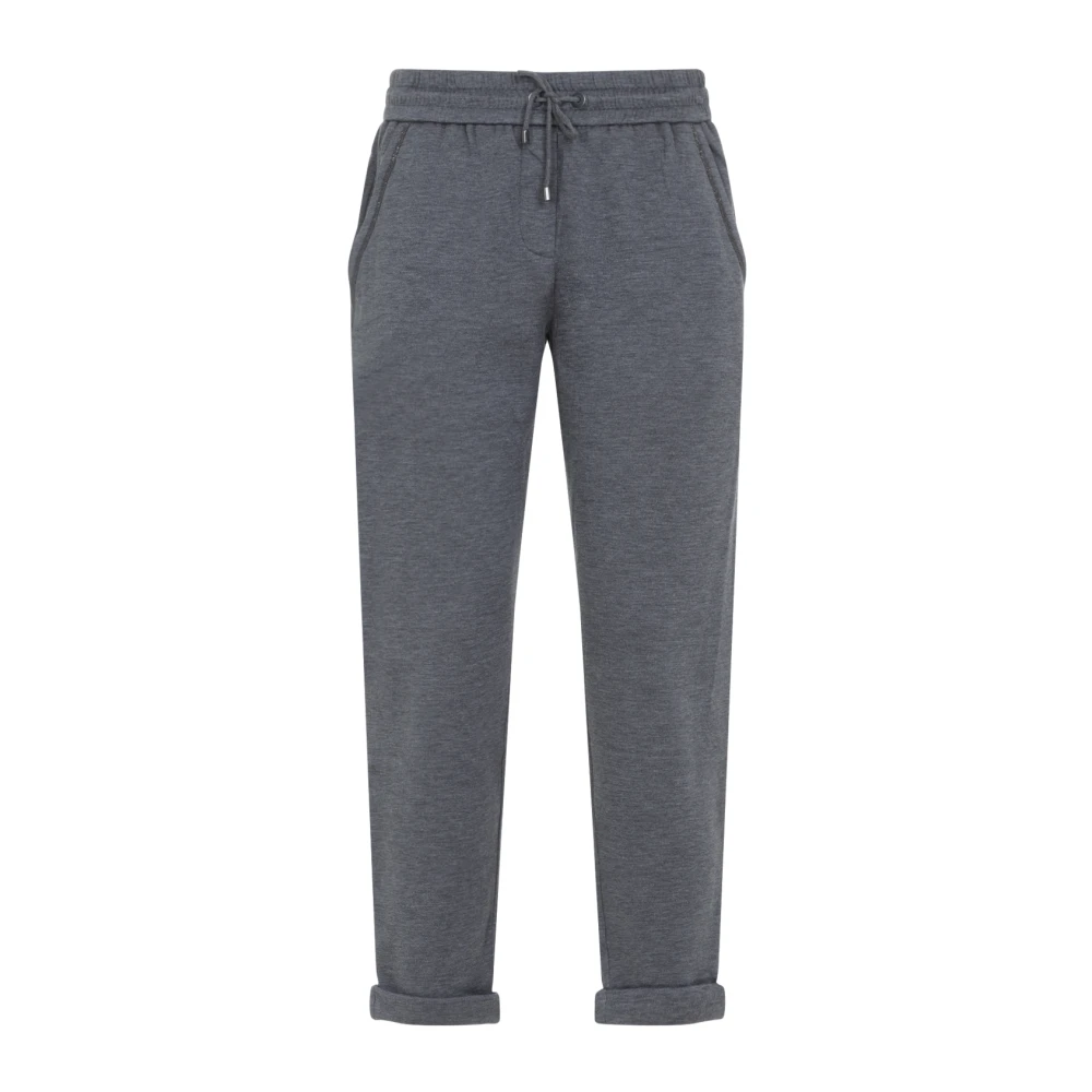 BRUNELLO CUCINELLI Luxe Grijze Trekkoord Track Broek Gray Dames
