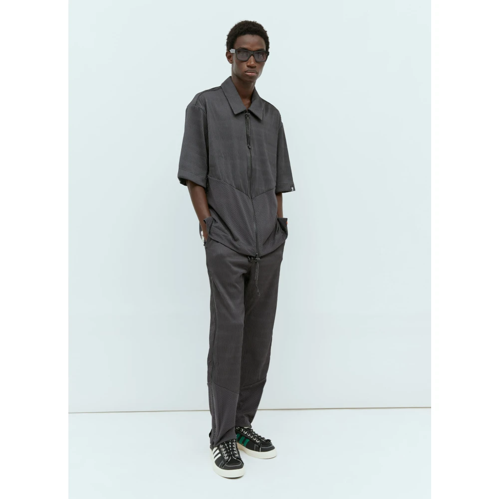 Adidas Zip-Up Shirt met Micro-Knit Plooien Gray Heren