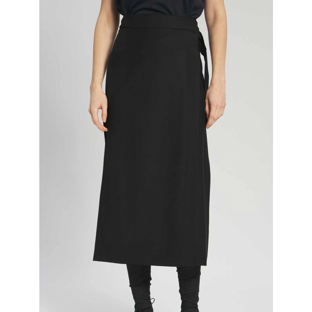 Barena Venezia Grijze Wollen Wikkel Midi Rok Black Dames