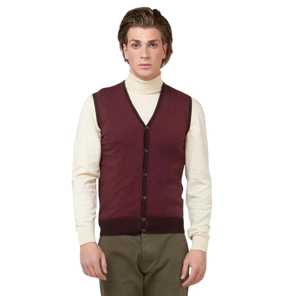 Gas , V-Neck Knitwear, Male, Red, Xl, V-Neck Knitwear