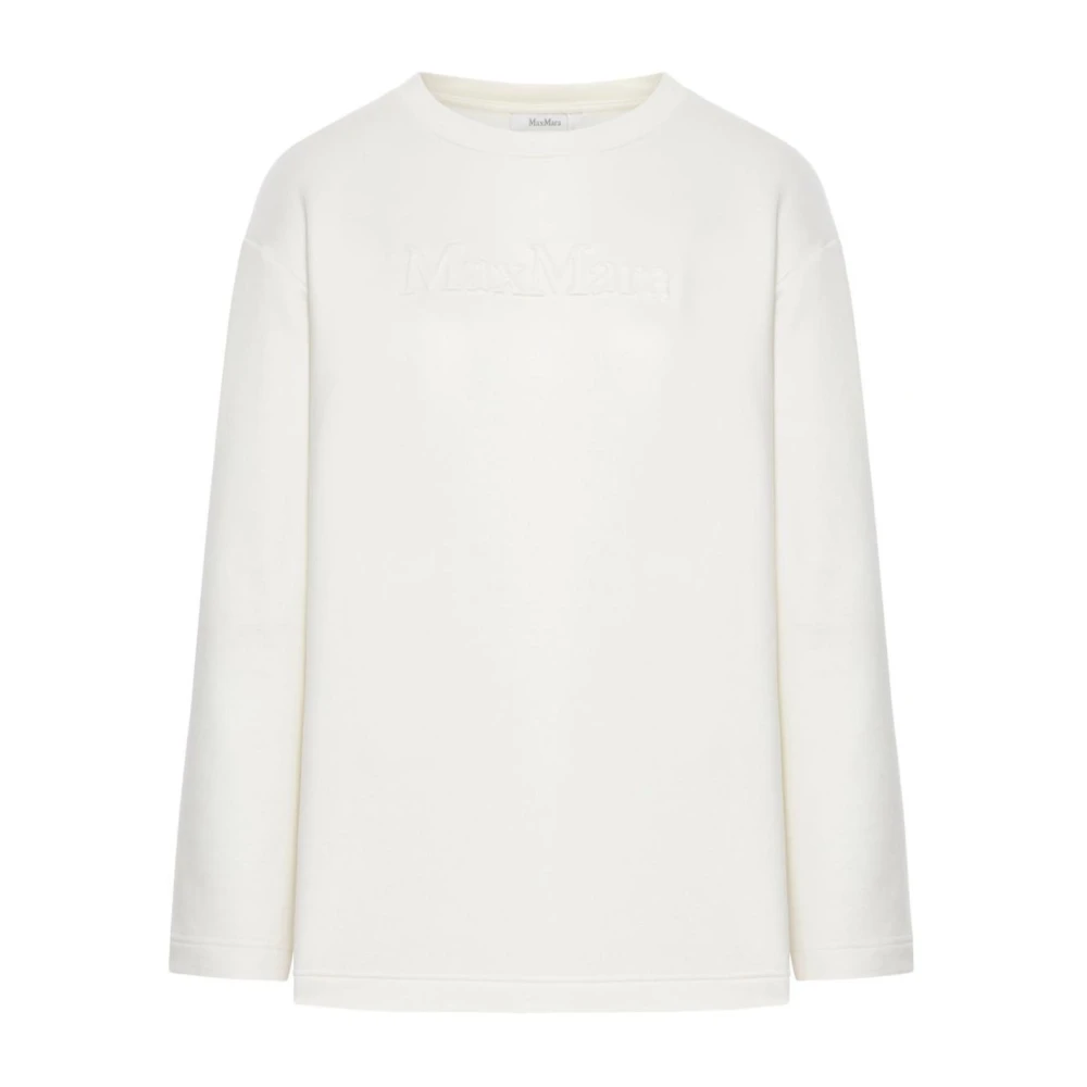 Max Mara White Sweatshirts, Female, M, Logo Sweatshirt