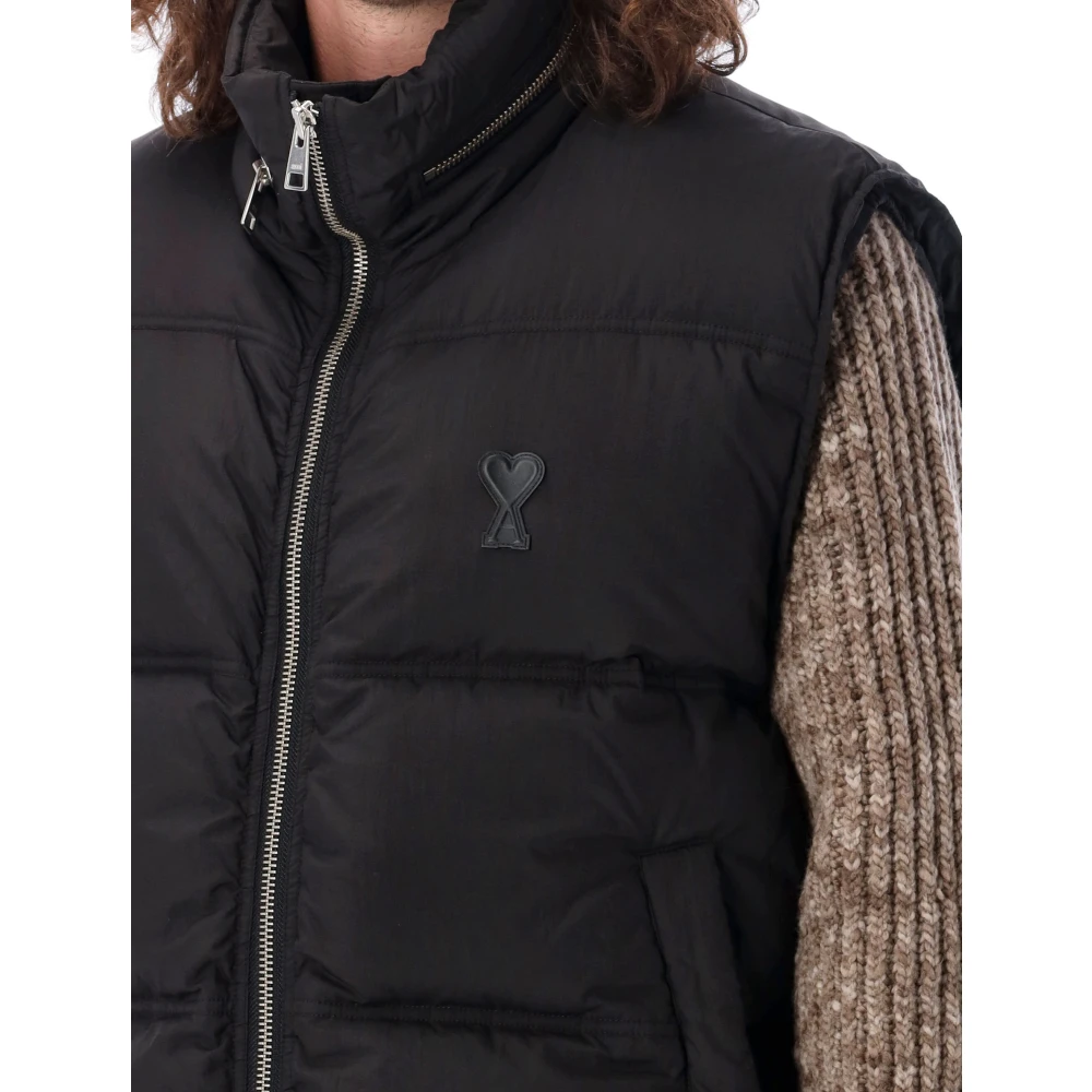 Ami Paris Zwarte Puffer Vest Black Heren