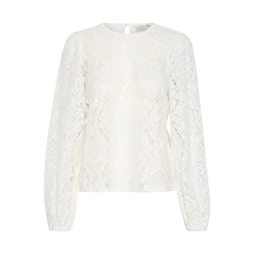 Kaffe Kanten blouse met lange mouwen White Dames