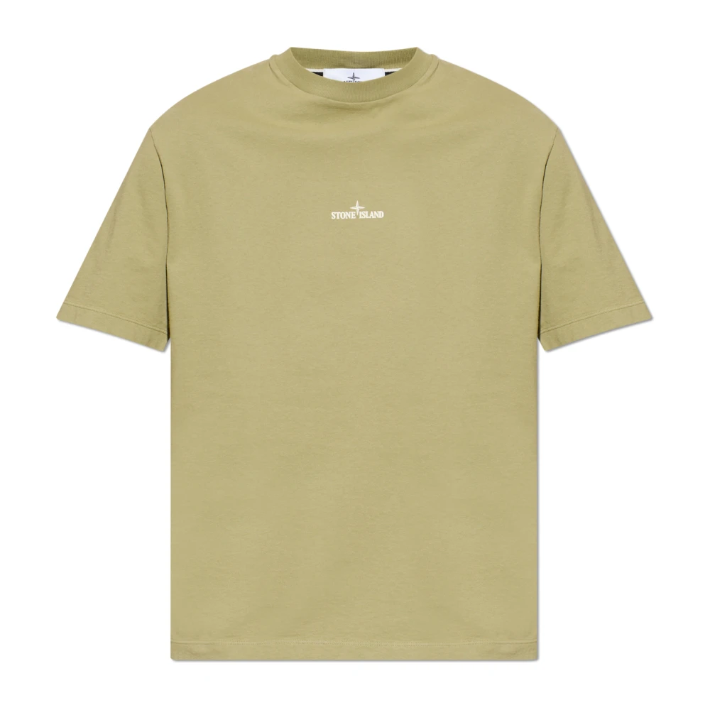 Stone Island , T-Shirts, Male, Green, L, Logo T-Shirt
