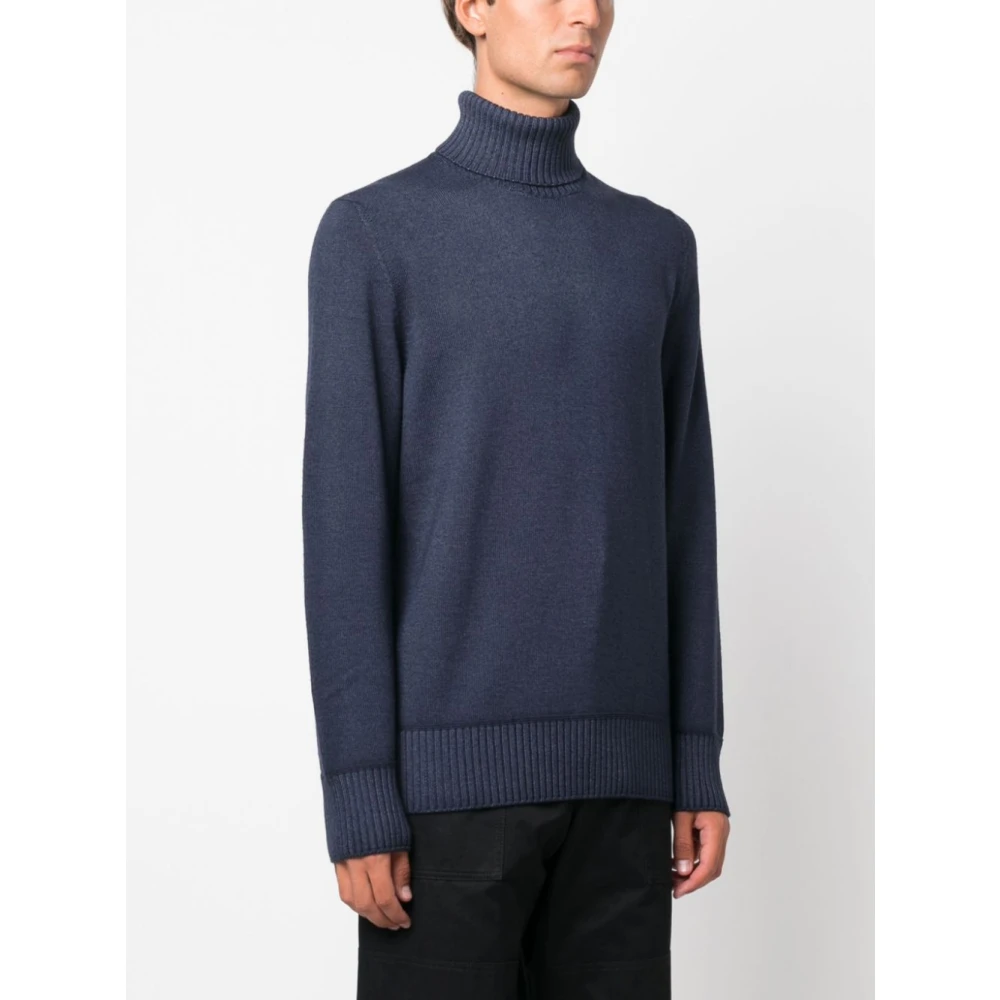 Drumohr Blauwe Merinowollen Trui Aw24 Blue Heren