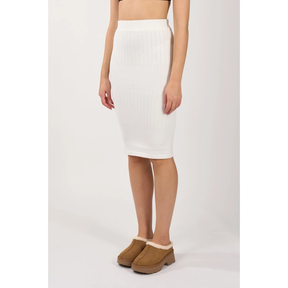 Hinnominate Geribbelde Midi Jurk in Mos White Dames
