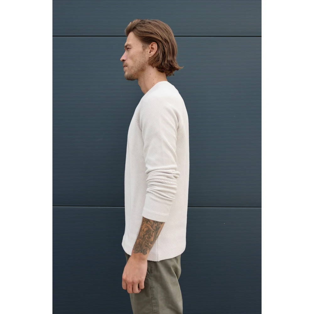 Kultivate Oblique Crew Neck Jumper Beige Heren