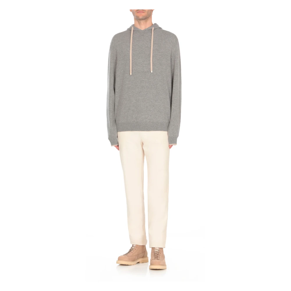 PESERICO Grijze Wollen Hoodie Gray Heren