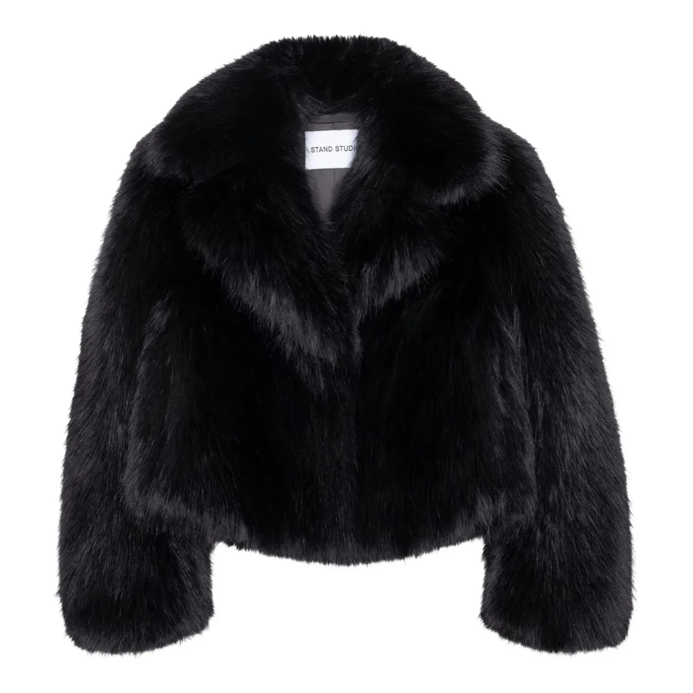 STAND STUDIO, Faux Fur & Shearling Jackets, female, Black, Size: XS Stand Studio Coats Black