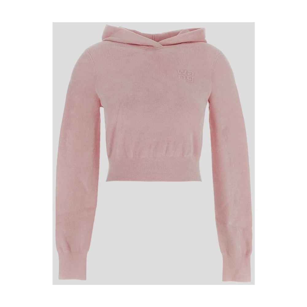 T by Alexander Wang Viscose Cropped Hoodie Pink Dames