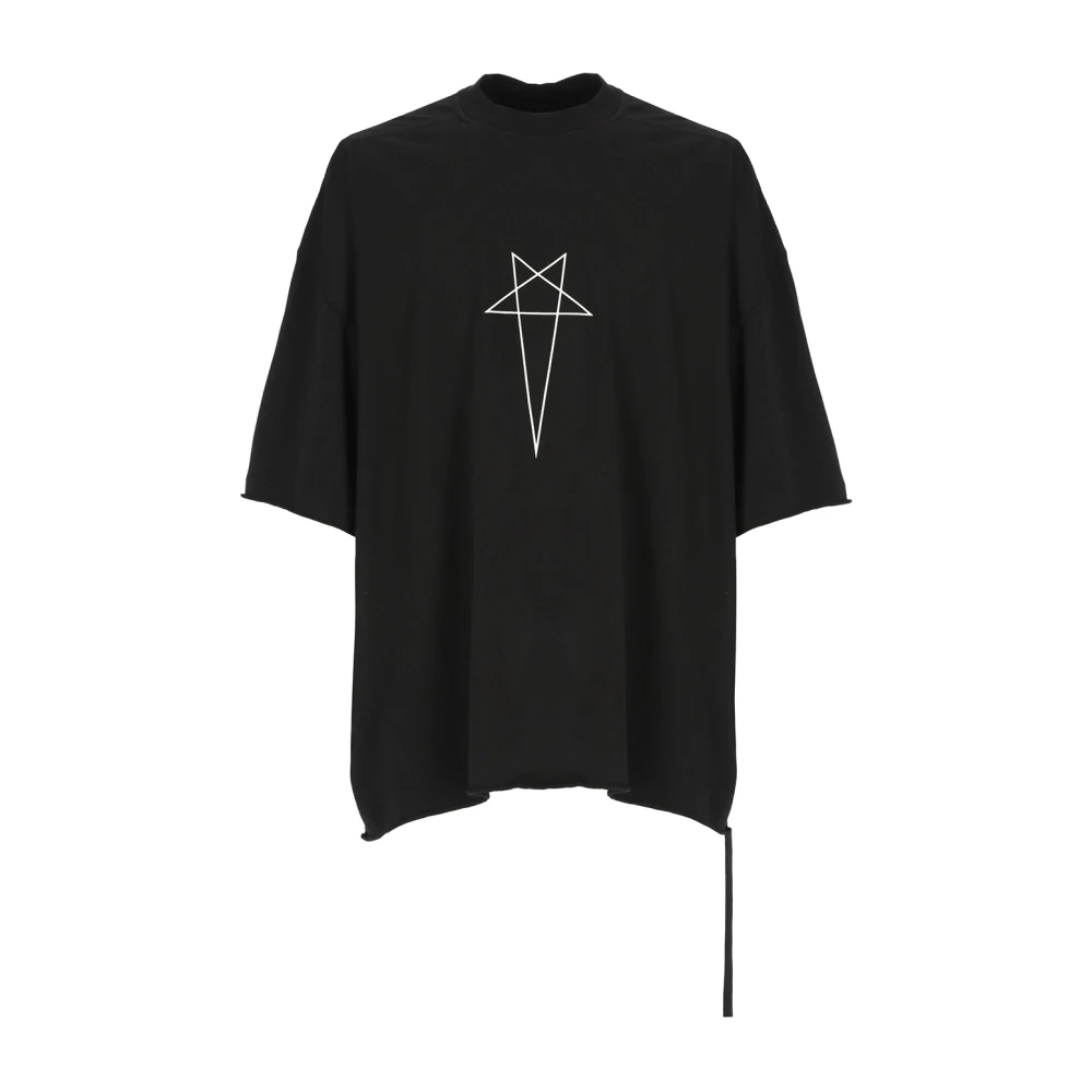 Rick Owens Zwart Katoenen T-shirt met Logo Print Black Heren