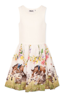 ivory-casual-short-sleeved-dress-with-print