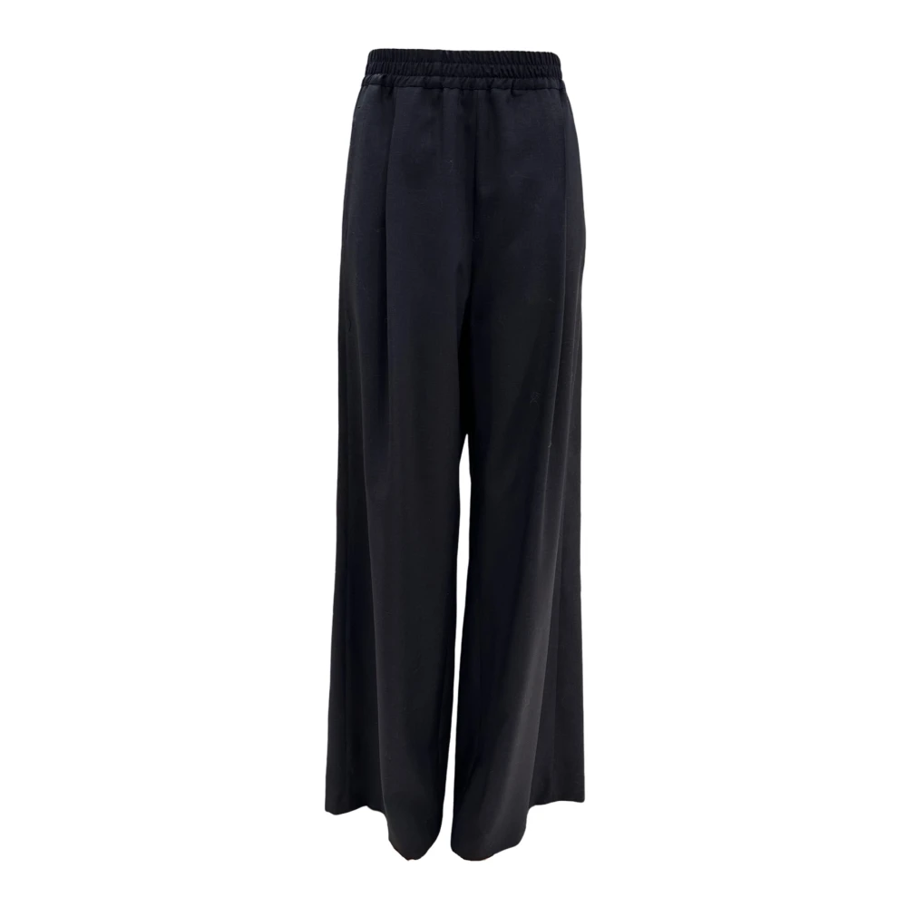 Odeeh Wijde Pijp Wollen Broek Comfortabele Pasvorm Blue Dames