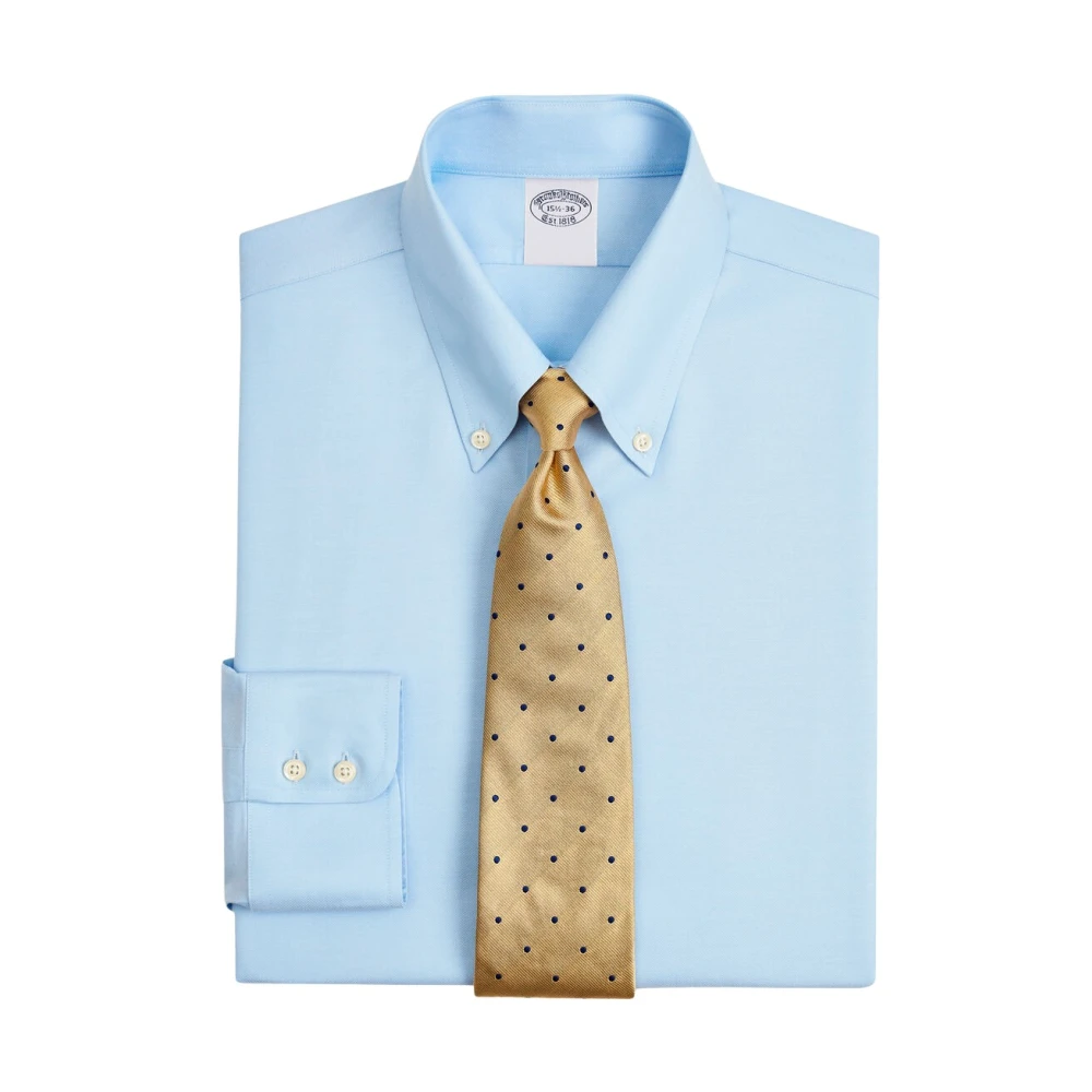 Brooks Brothers Lichtblauw Regular Fit Non-Iron Stretch Supima Katoenen Twill Overhemd met Knoop-Down Kraag Blue Heren
