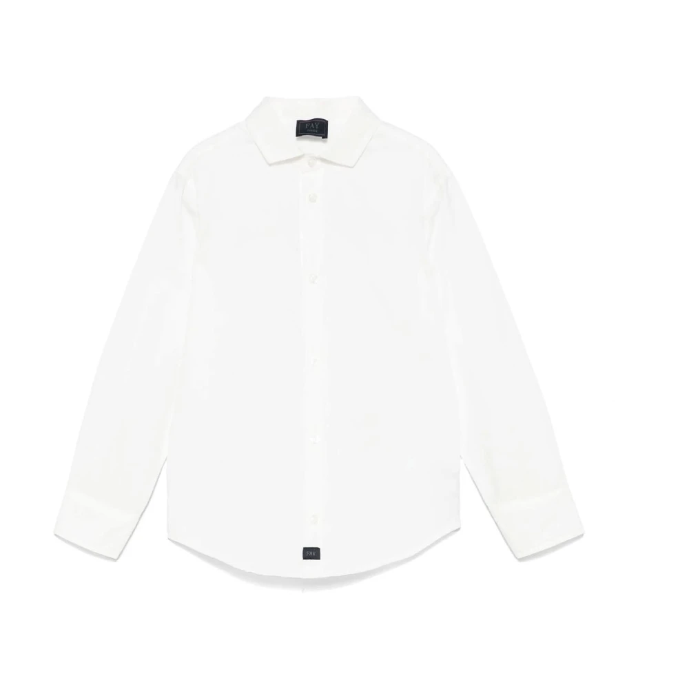 Fay Boys White Kids Shirts, 2 Y, Button-Front Cotton Shirt
