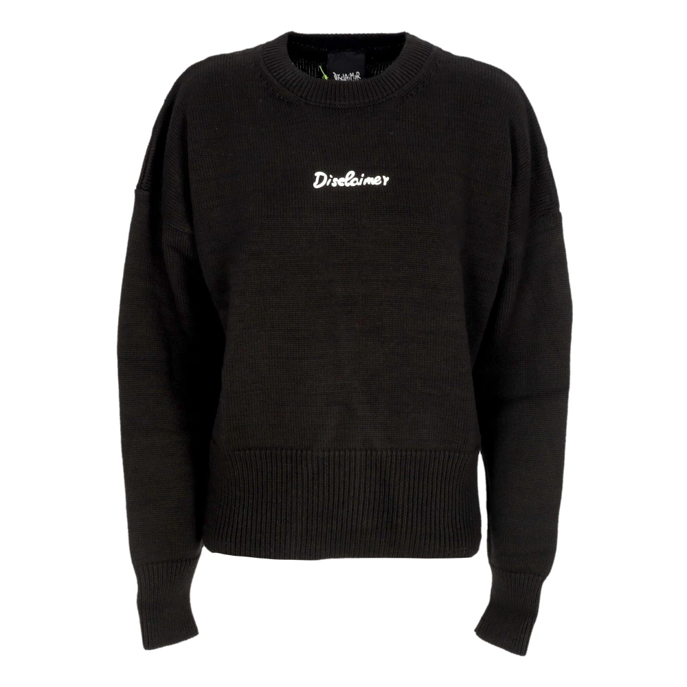 Disclaimer Zwart Wit W Logo Crewneck Sweater Black Dames
